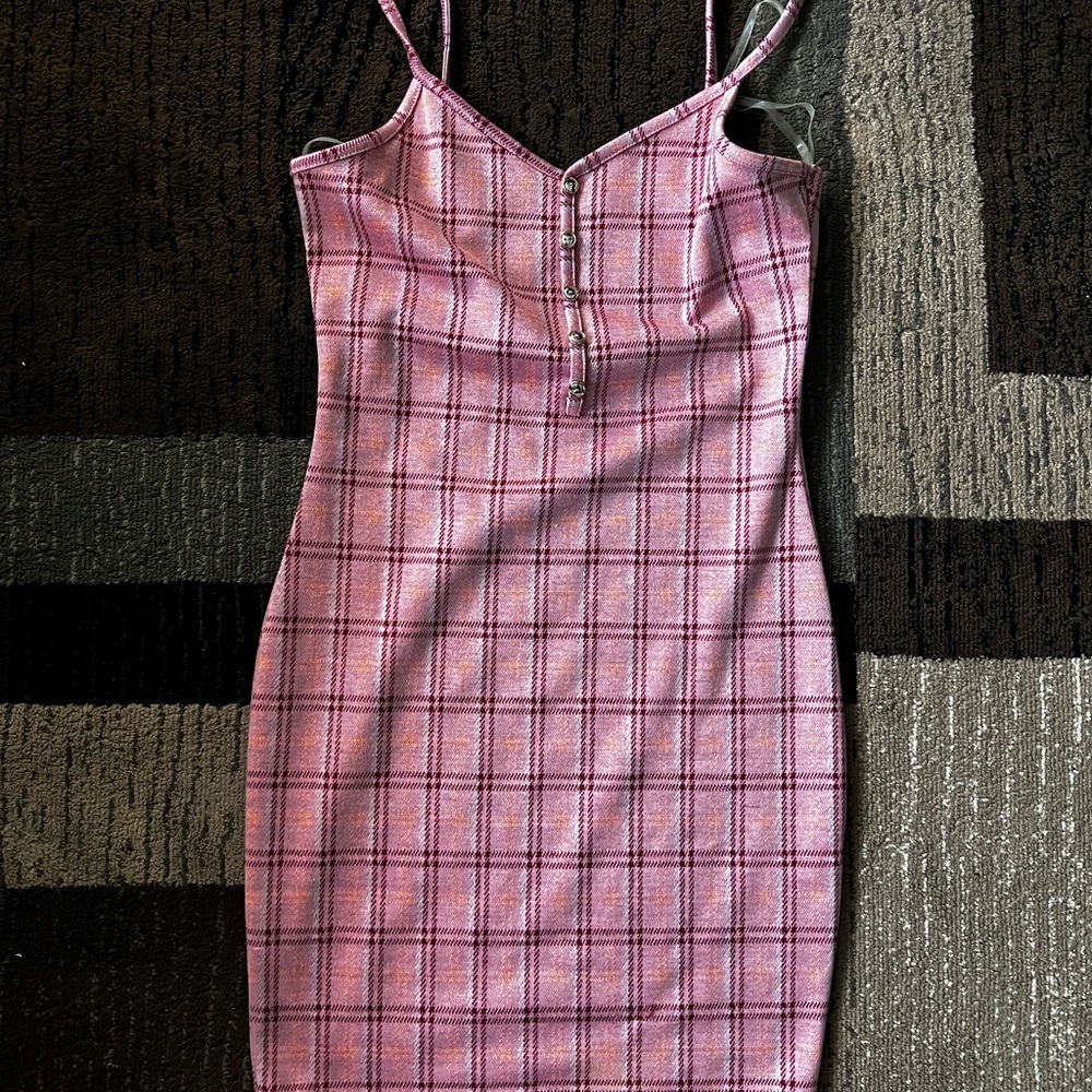 Plaid Pink Spaghetti Strap Dress